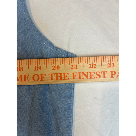 Vtg Three Rivers Authentic Denim Vest Large Bulldogs Embroidered Light Wash 90s - Picture 2 of 9